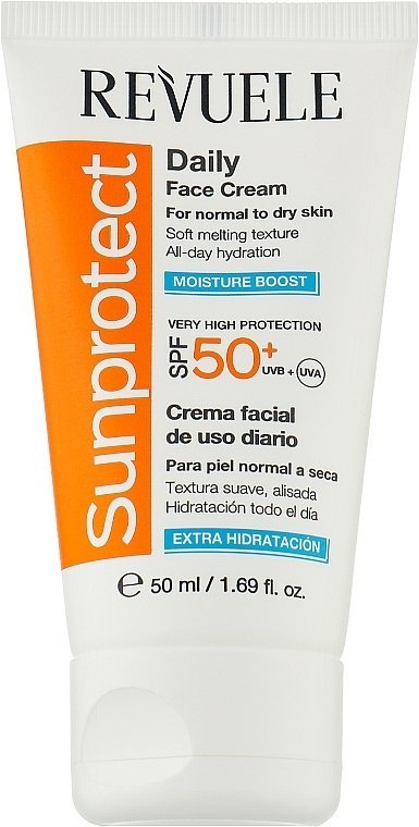 Moisturizing Face Sunscreen Revuele Sunprotect Moisture Boost Daily Face Cream For Normal To Dry Skin SPF 50+